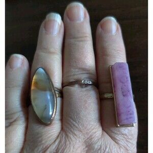 Vintage Lot Of 3 Rings Purple  Copper Beige Sz 8.5, 9.5